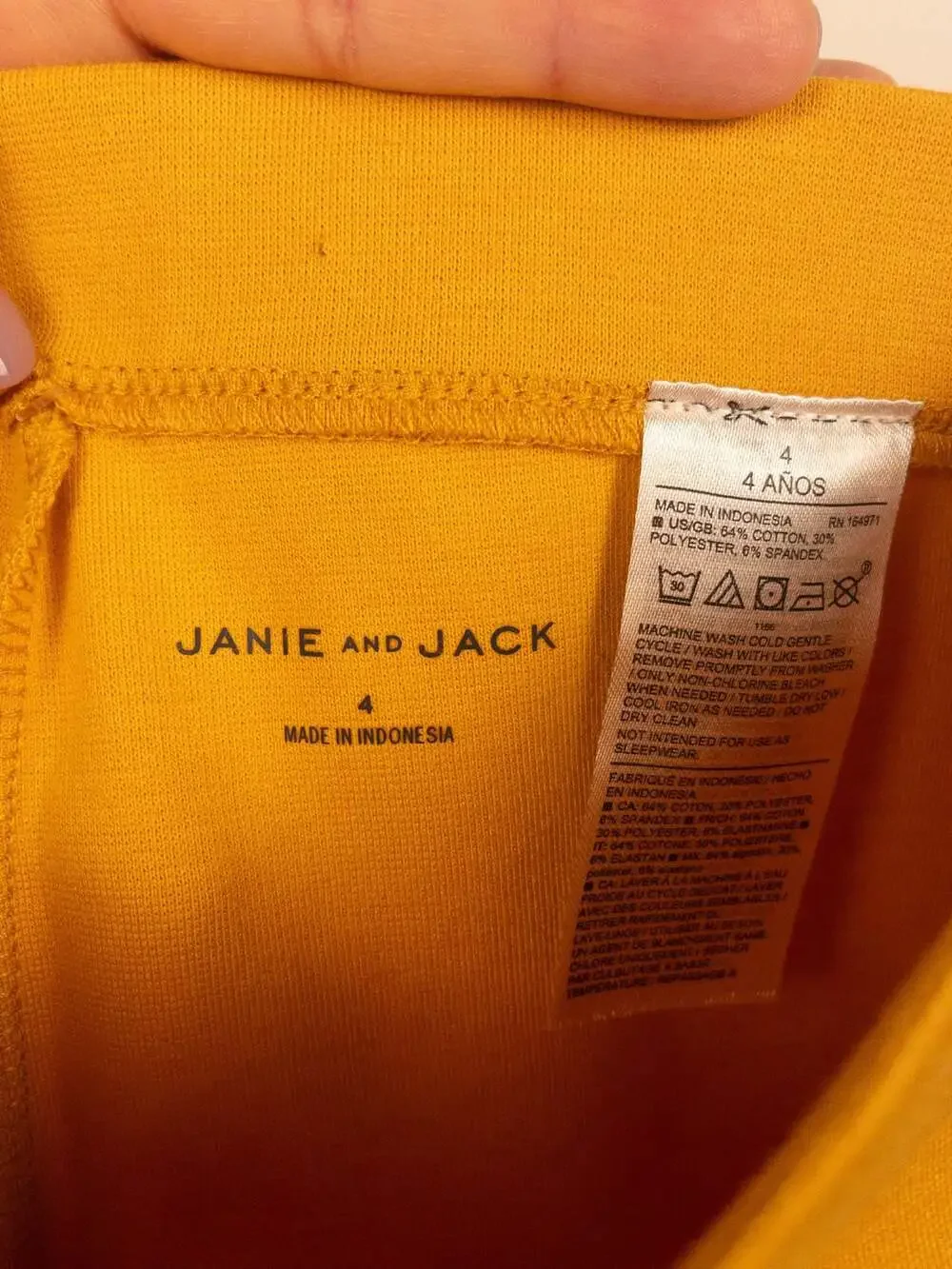 Janie and Jack Mustard Yellow Ponte Knit Legging, Gold-Tone Button Detail Size 4